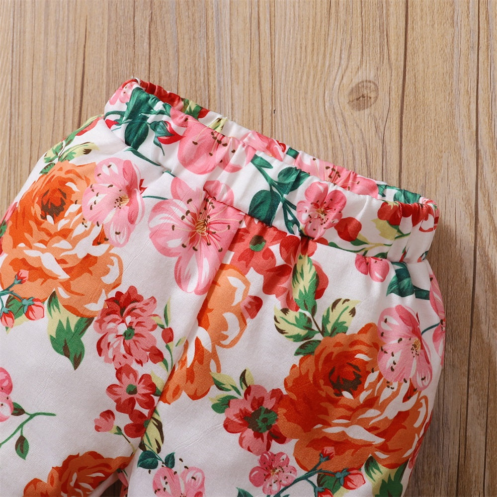 3PCS Casual Floral Print Long Sleeve Baby Set