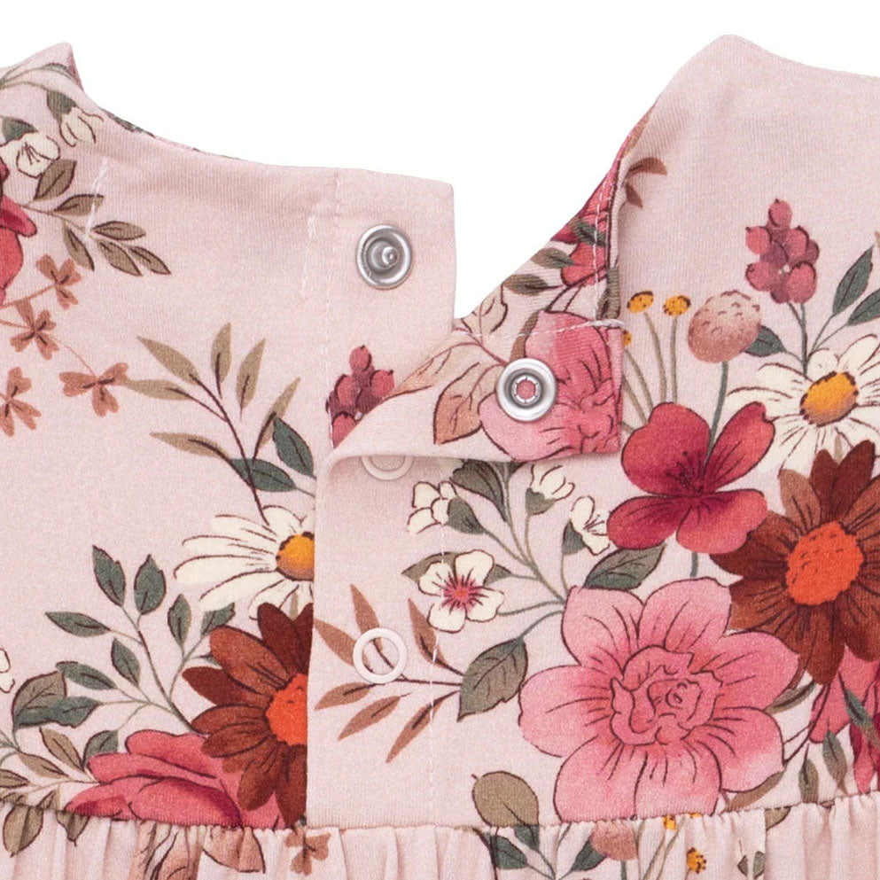 Charming All-Over Floral Printed Long Sleeve Baby Jumpsuit