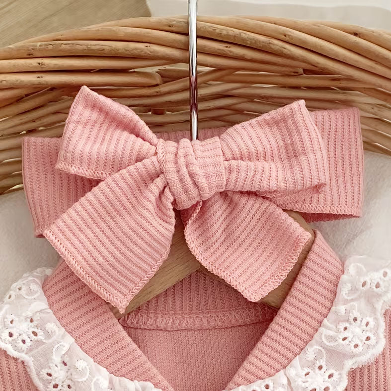 2PCS Pretty Floral Embroidery Short Sleeve Baby Girl Jumpsuit