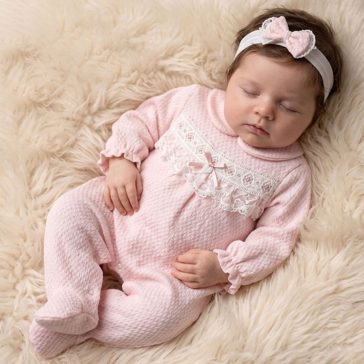 2PCS Lovely Solid Color Lace Baby Waffle Knit Jumpsuit