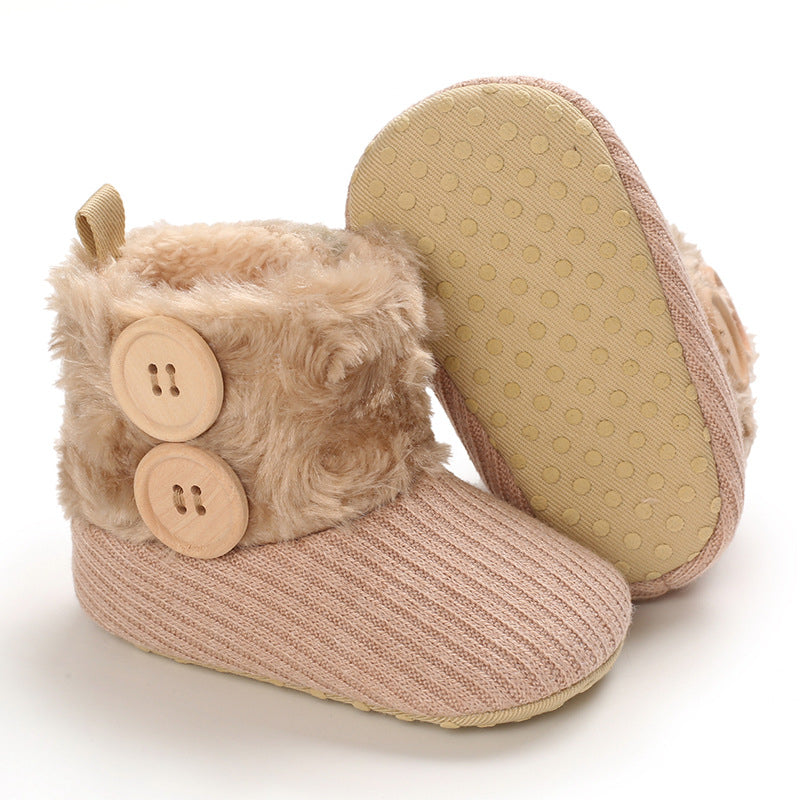 Baby Fleece-Lined Warm Soft Sole Prewalker Snow Boots