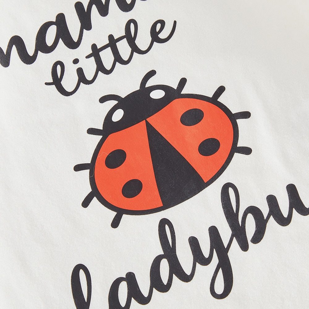 4PCS Lovely Mama's Little Ladybug Letter Polka Dots Print Baby Set
