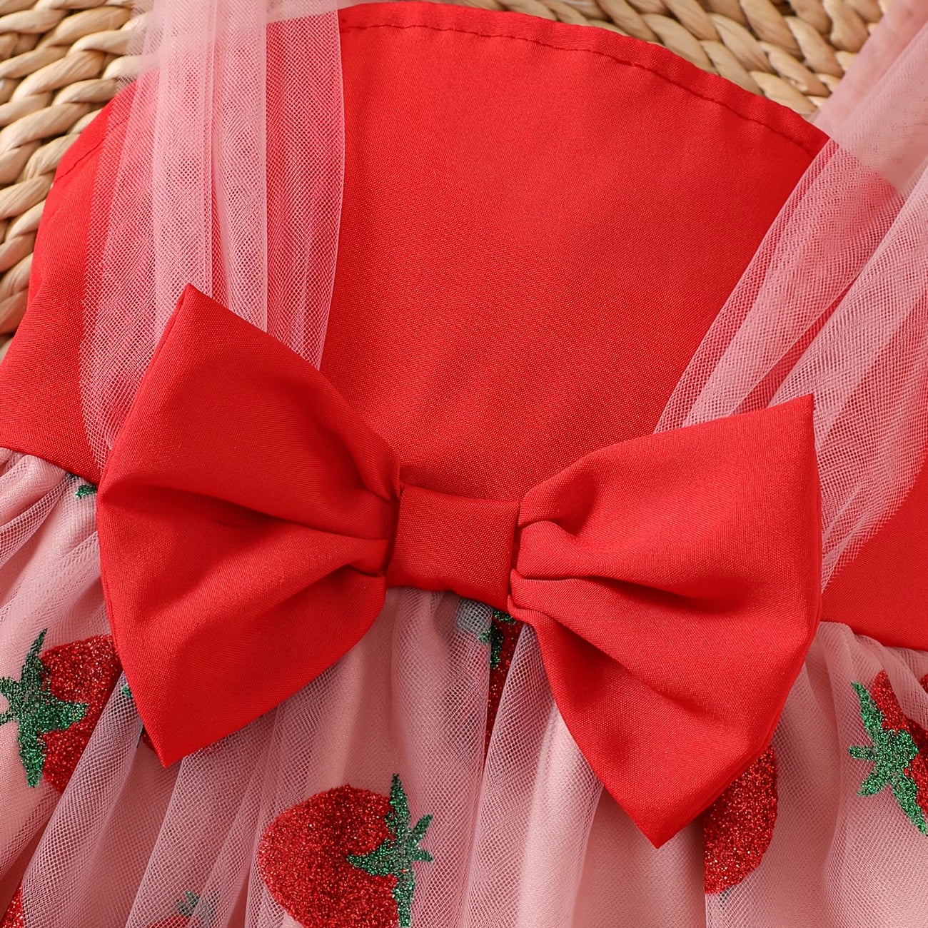 Charming Strawberry Print Sleeveless Baby Skirt