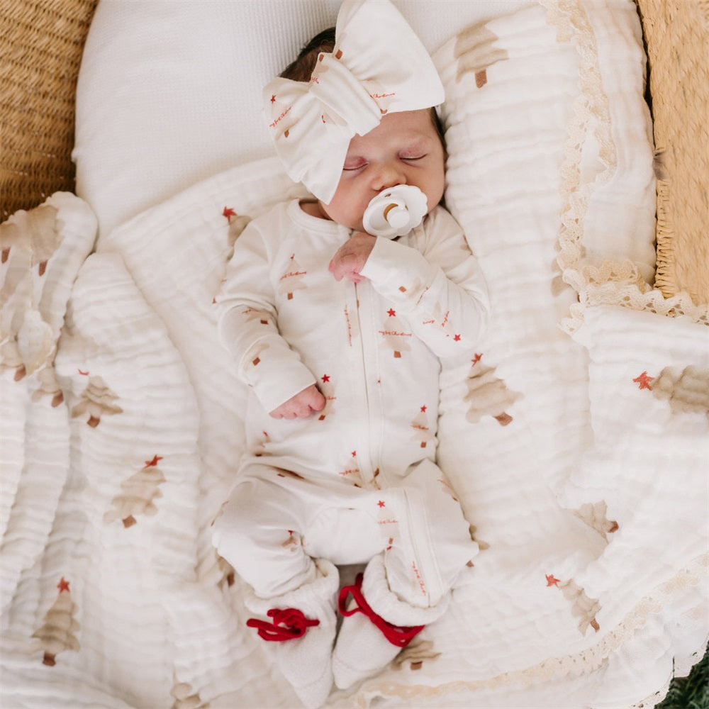 2PCS My First Christmas Letter Print Long Sleeve Baby Jumpsuit