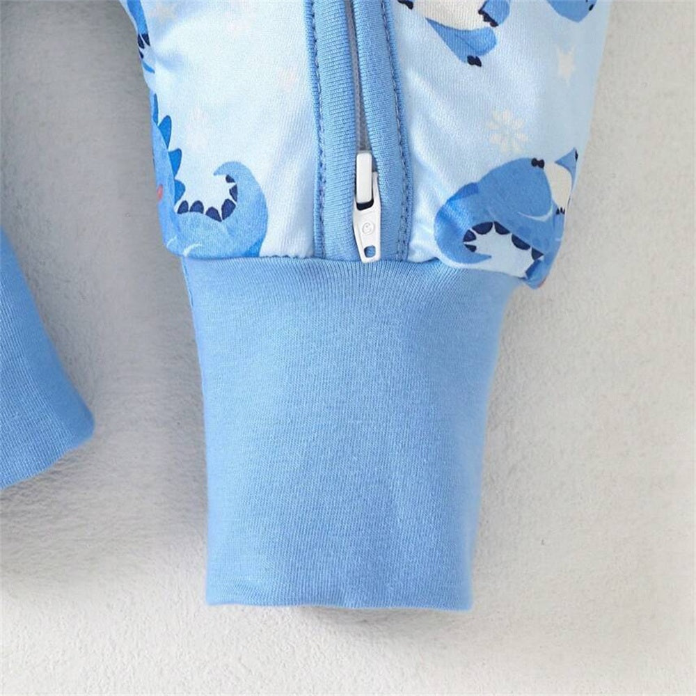 Casual Dinosaur Printed Long Sleeve Zipper Baby Boy Jumpsuit