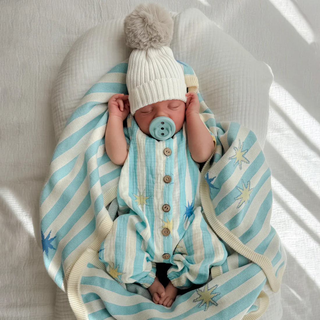 Lovely Stars & Stripe Print Sleeveless Baby Jumpsuit