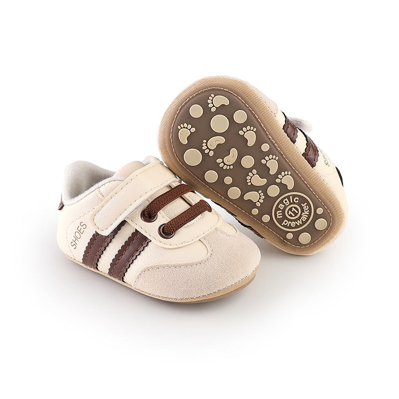 Striped Design Velcro Non Slip Sole Baby Shoes