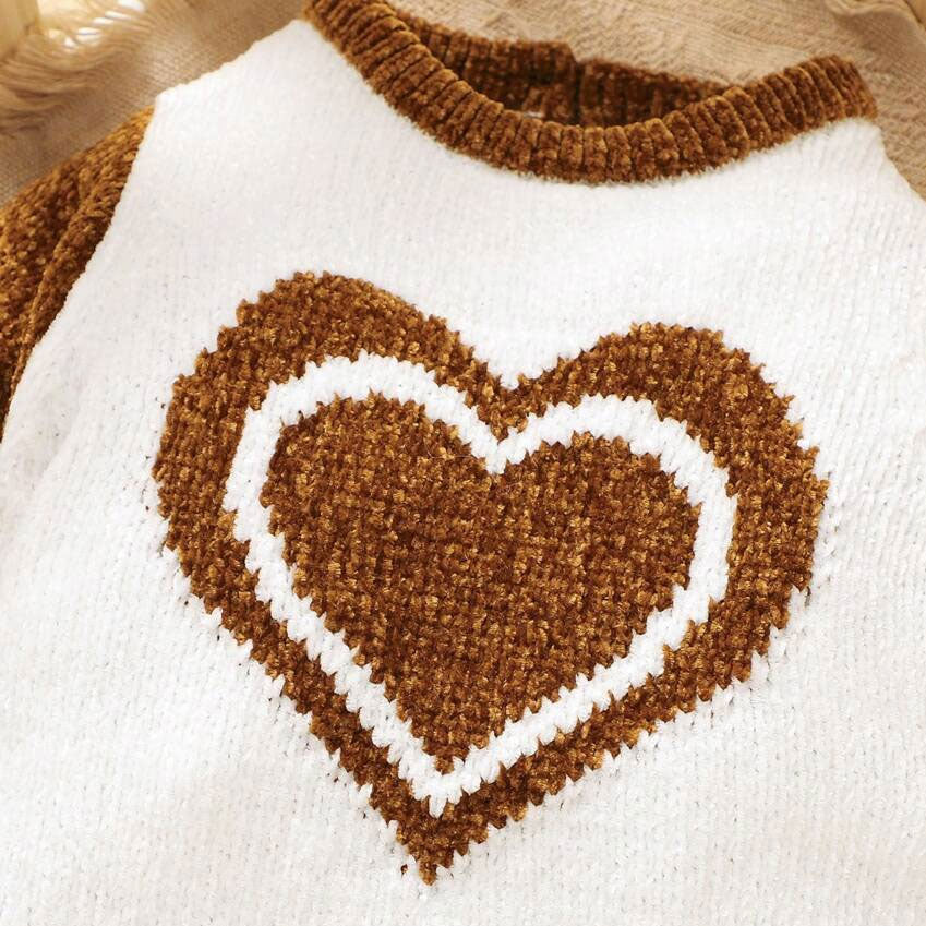 Cozy Heart Printed Long Sleeve Knit Baby Jumpsuit