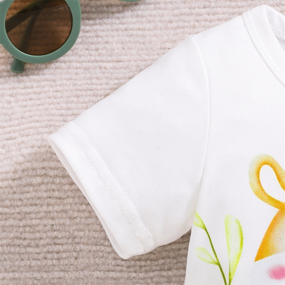 Summer Casual Animal Printed Short Sleeve Baby Jumpsuit