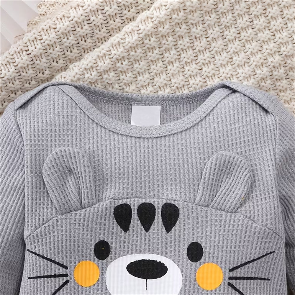 2PCS Comfy Tiger Stripe Print Long Sleeve Baby Set