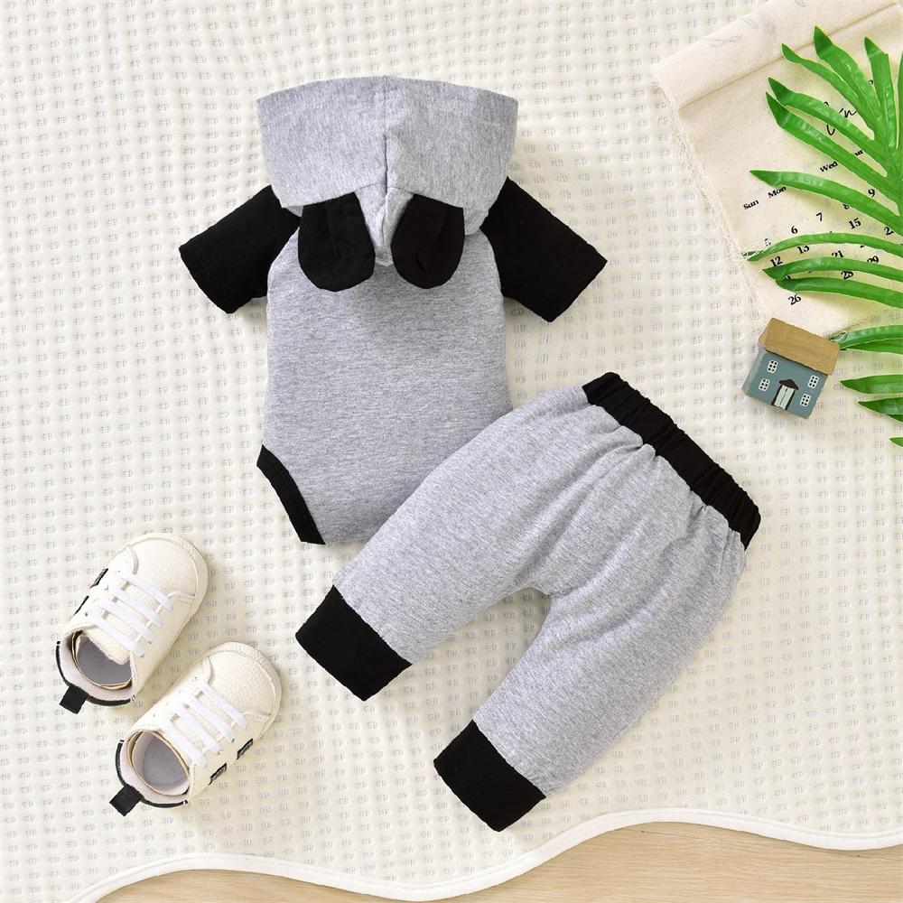 2PCS Lovely Baby Bear Letter Printed Hoodie Baby Set