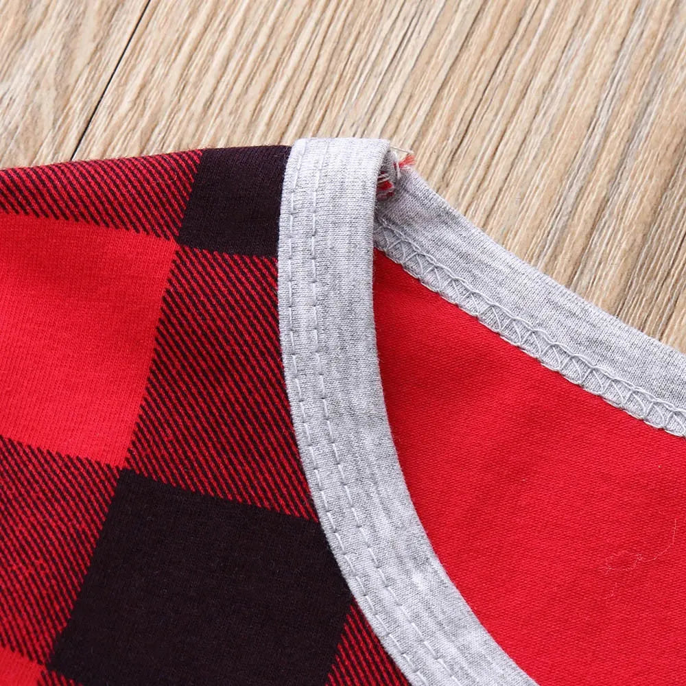 Cute Santa Baby Plaid Printed Baby Jumpsuit