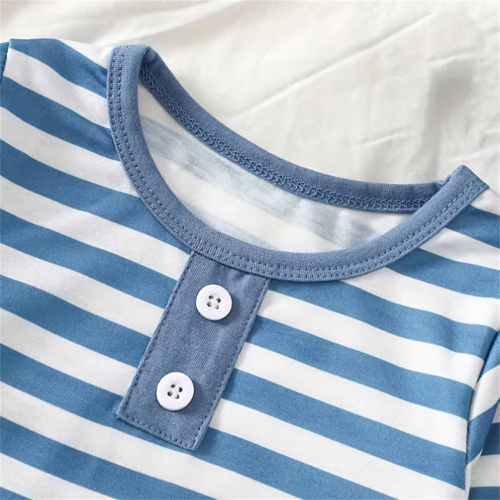 3PCS Casual Puppy Print Striped Long Sleeve Baby Set