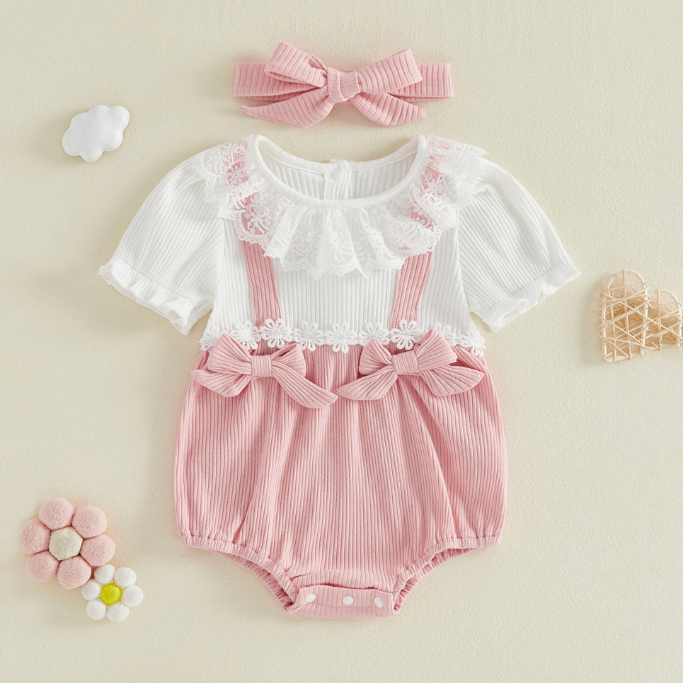 2PCS Gorgeous Contrast Color Baby Romper