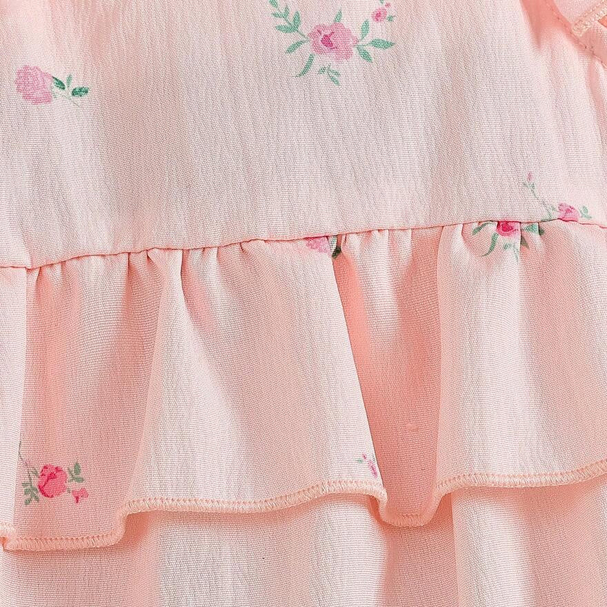2PCS Gorgeous Floral Print Flutter Sleeve Baby Romper