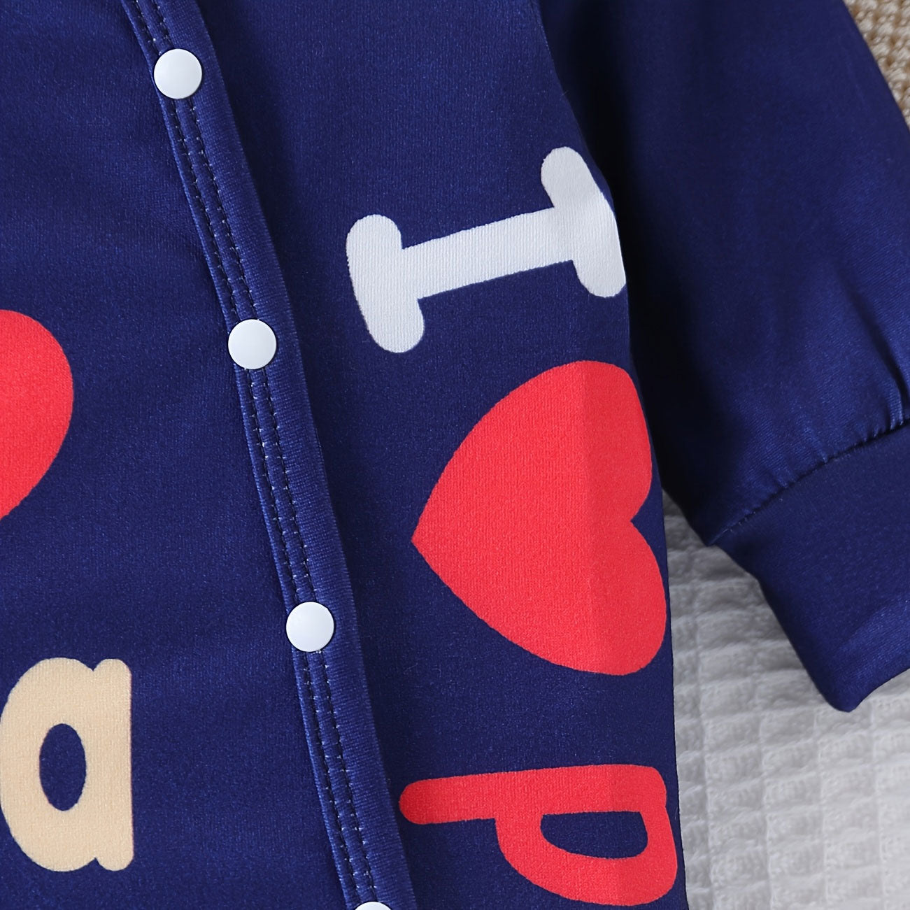 Lovely I Love Mama Papa Letter Printed Long Sleeve Baby Jumpsuit