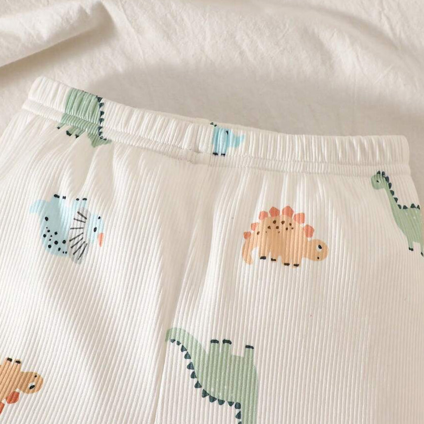 3PCS Casual Dinosaur Print Short Sleeve Baby Set