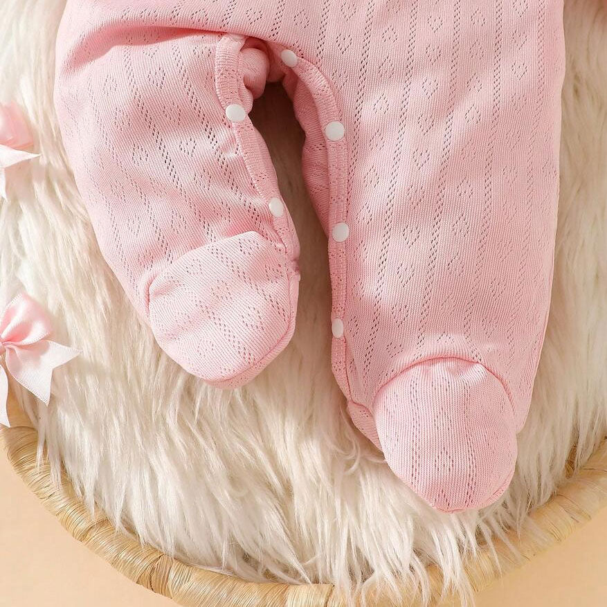 2PCS Sweet Color Block Knit Long Sleeve Baby Jumpsuit