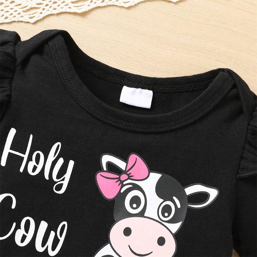 3PCS Holy Cow I'm Cute Letter Printed Baby Set
