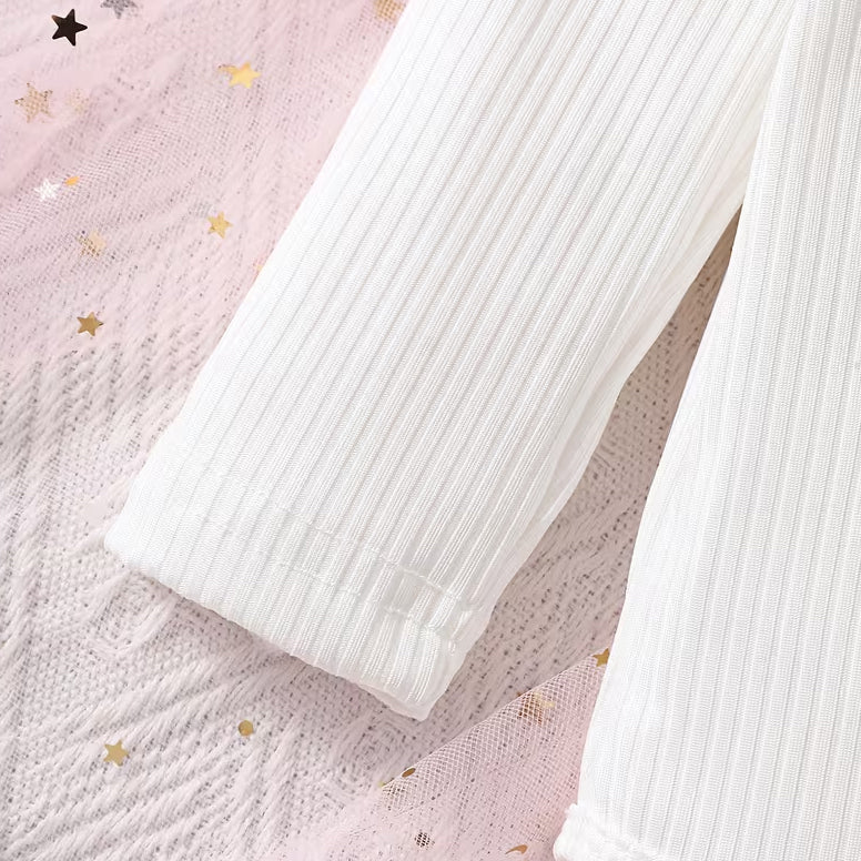 2PCS Casual Bowknot Decor Long Sleeve Baby Girl Set