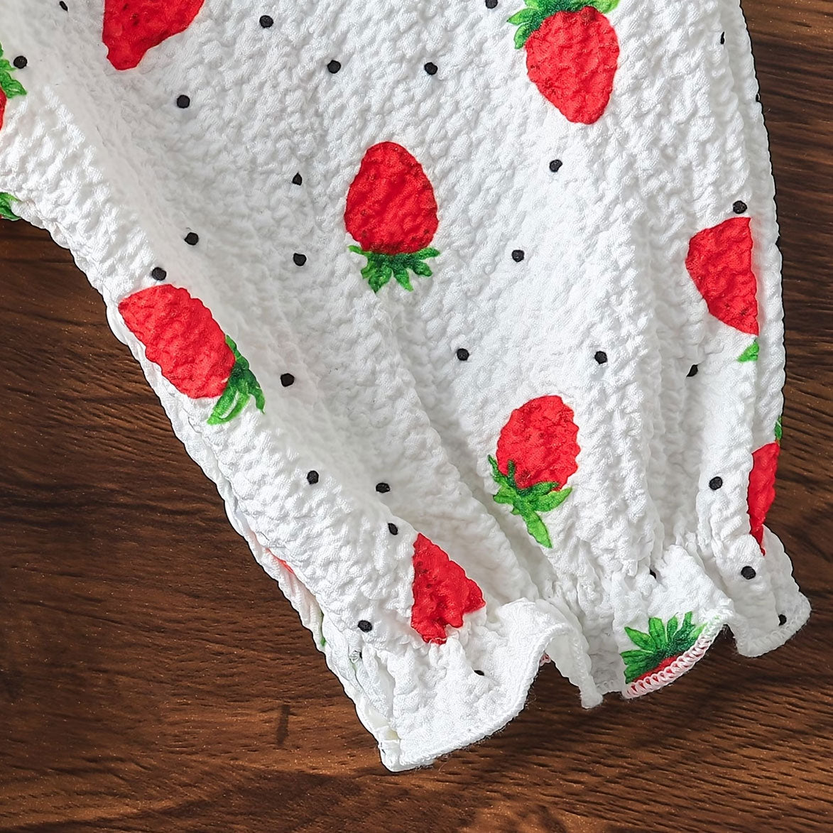 2PCS Bubbly Strawberry Print Long Sleeve Baby Jumpsuit