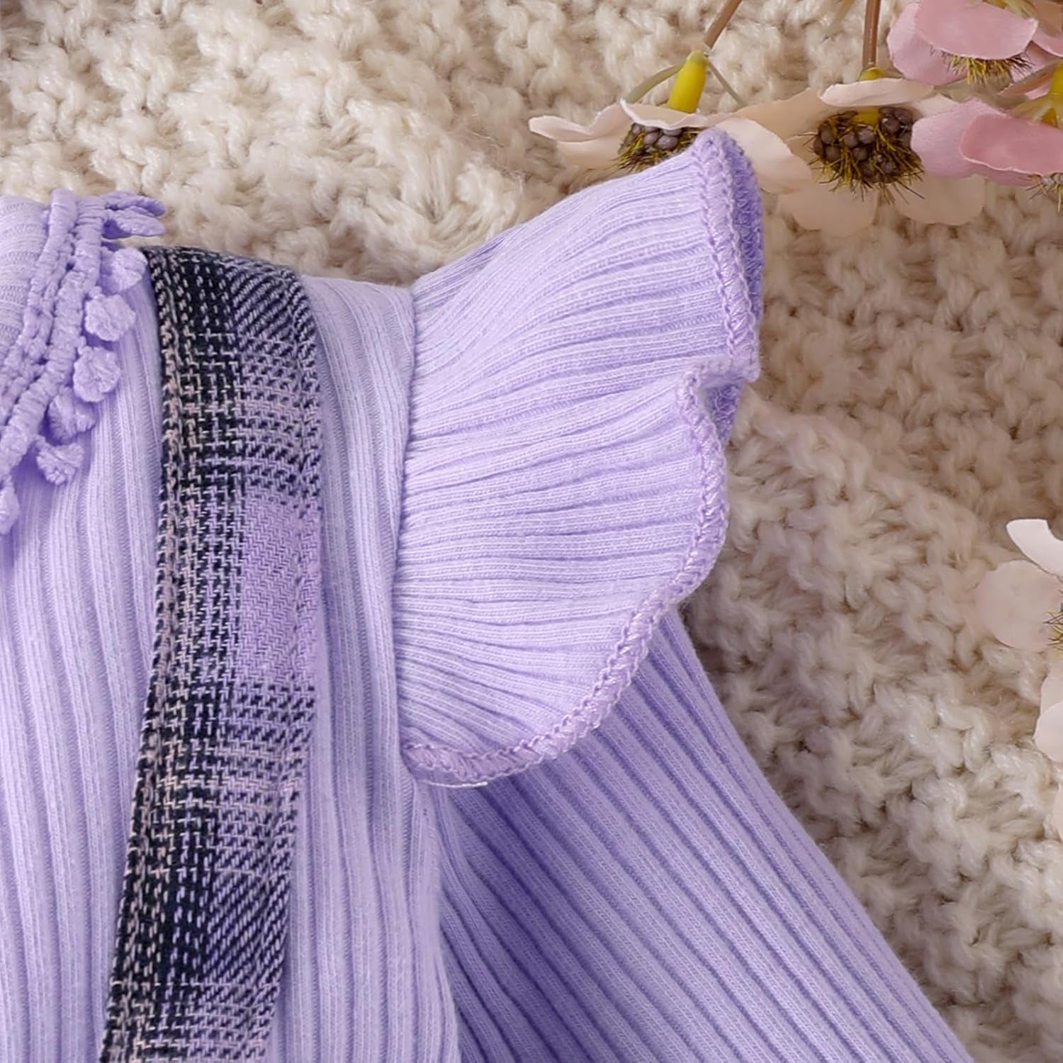 2PCS Timeless Plaid Printed Long Sleeve Baby Jumpsuit