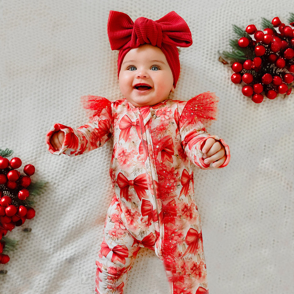 Adorable Bowknot Printed Lace Decoration Long Sleeve Baby Jumpsuit