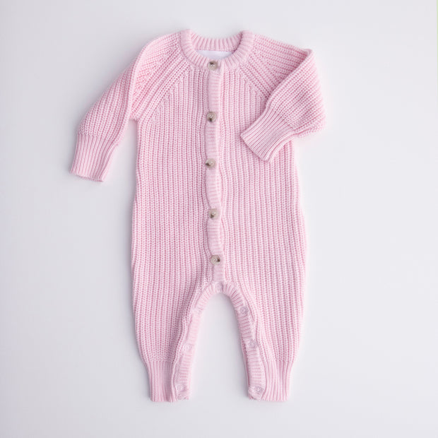 2PCS Solid Color Knit Long Sleeve Baby Jumpsuit