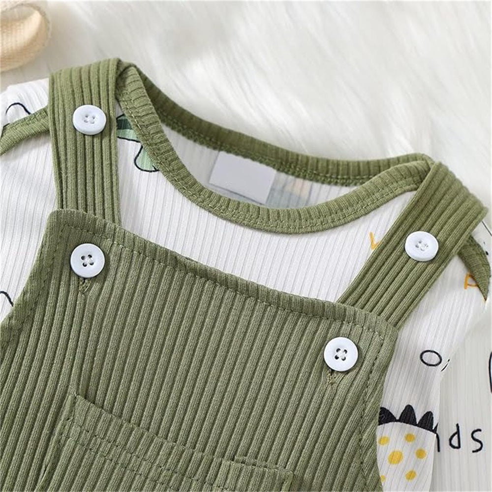 2PCS Casual Dinosaur Print Long Sleeve Baby Set
