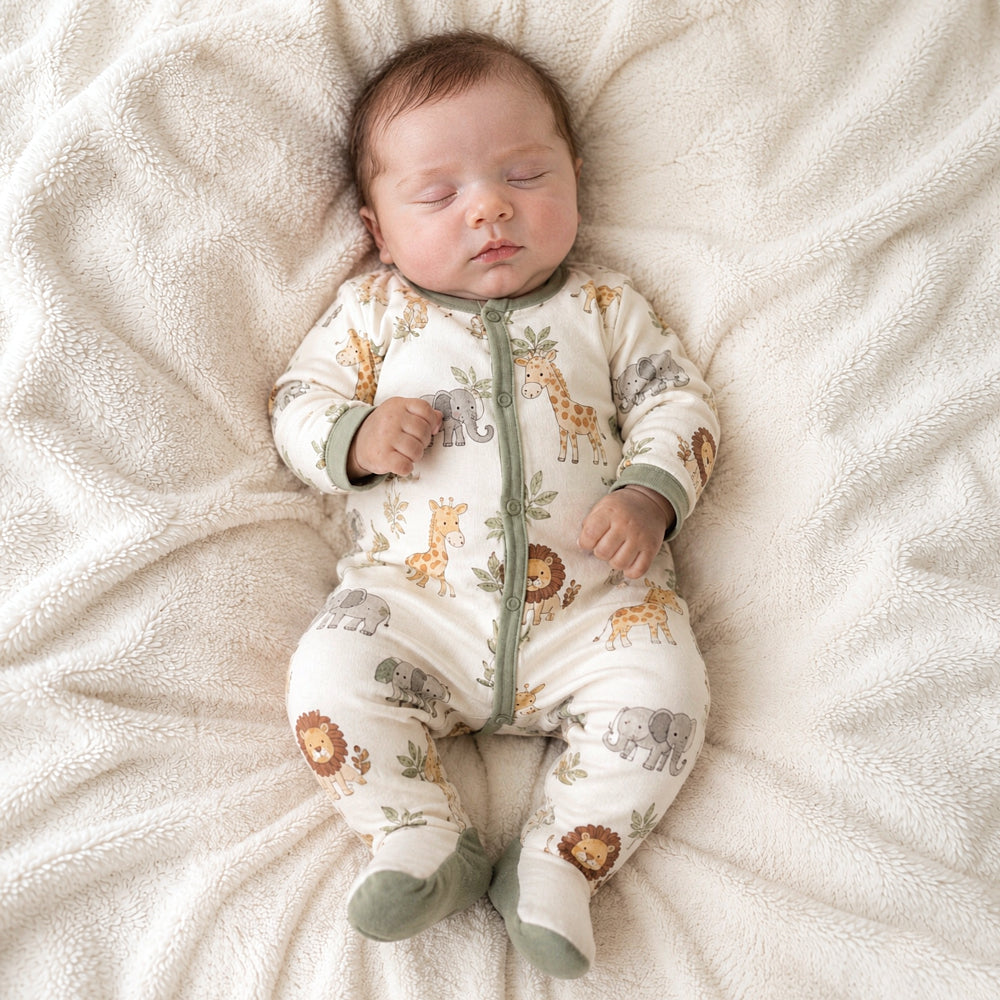 Cozy Animal Print Long Sleeve Baby Daily Jumpsuit