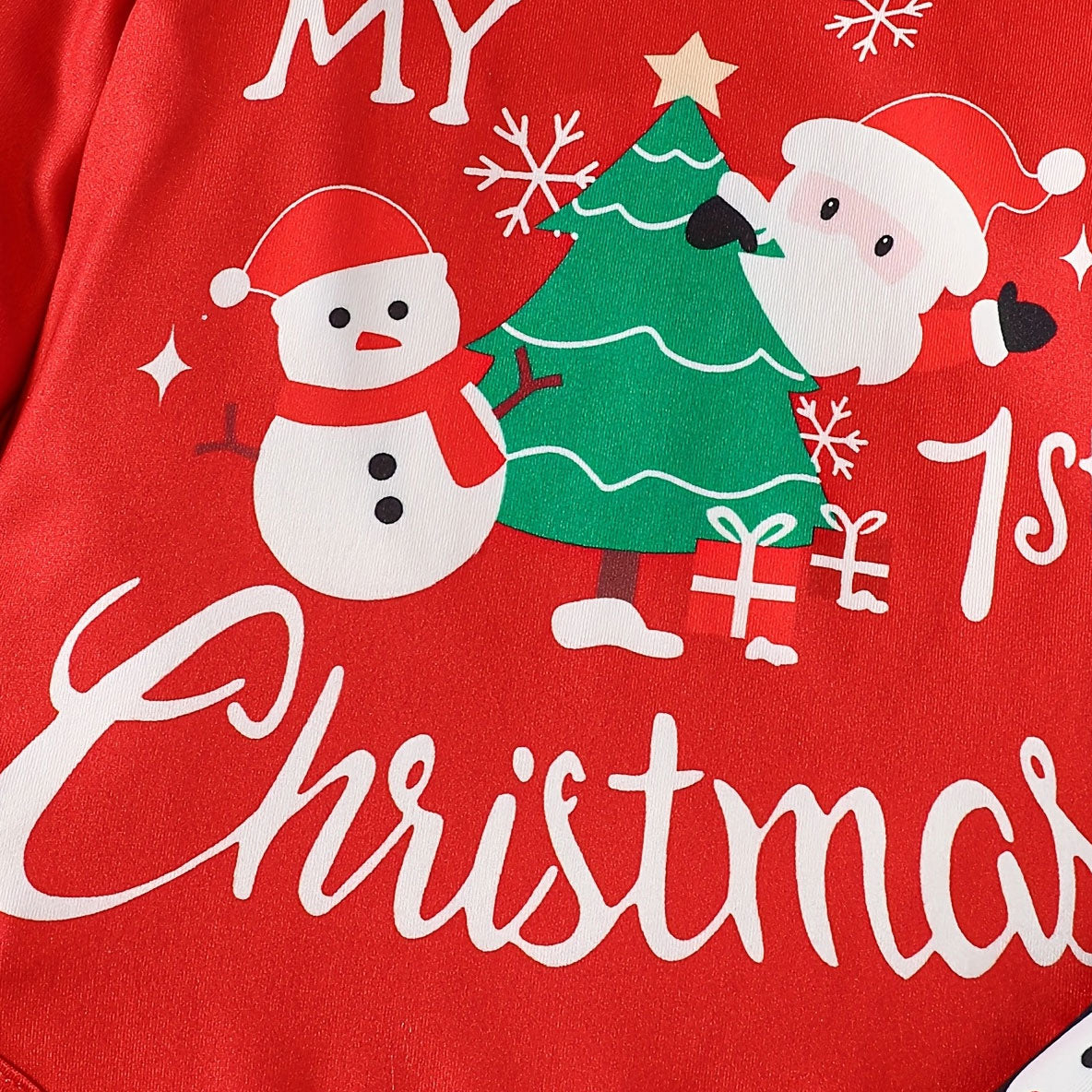 3PCS Pretty My 1st Christmas Trees Letter Santa Claus Printed Baby Set