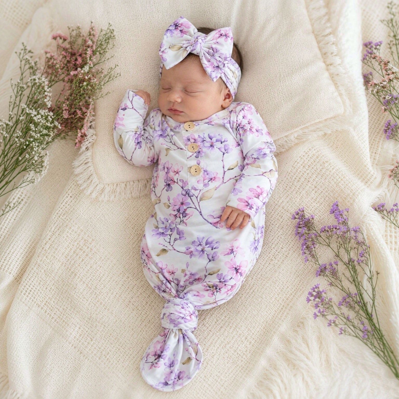 2PCS Cheerful Floral Printed NewBorn Baby Sleeping Bag