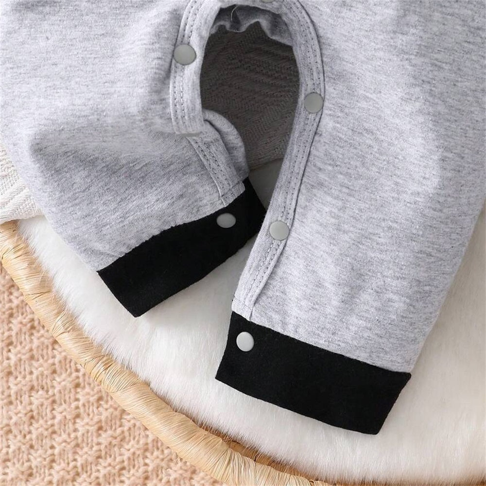 2PCS Mom+dad Love Me Letter Printed Long Sleeve Baby Jumpsuit