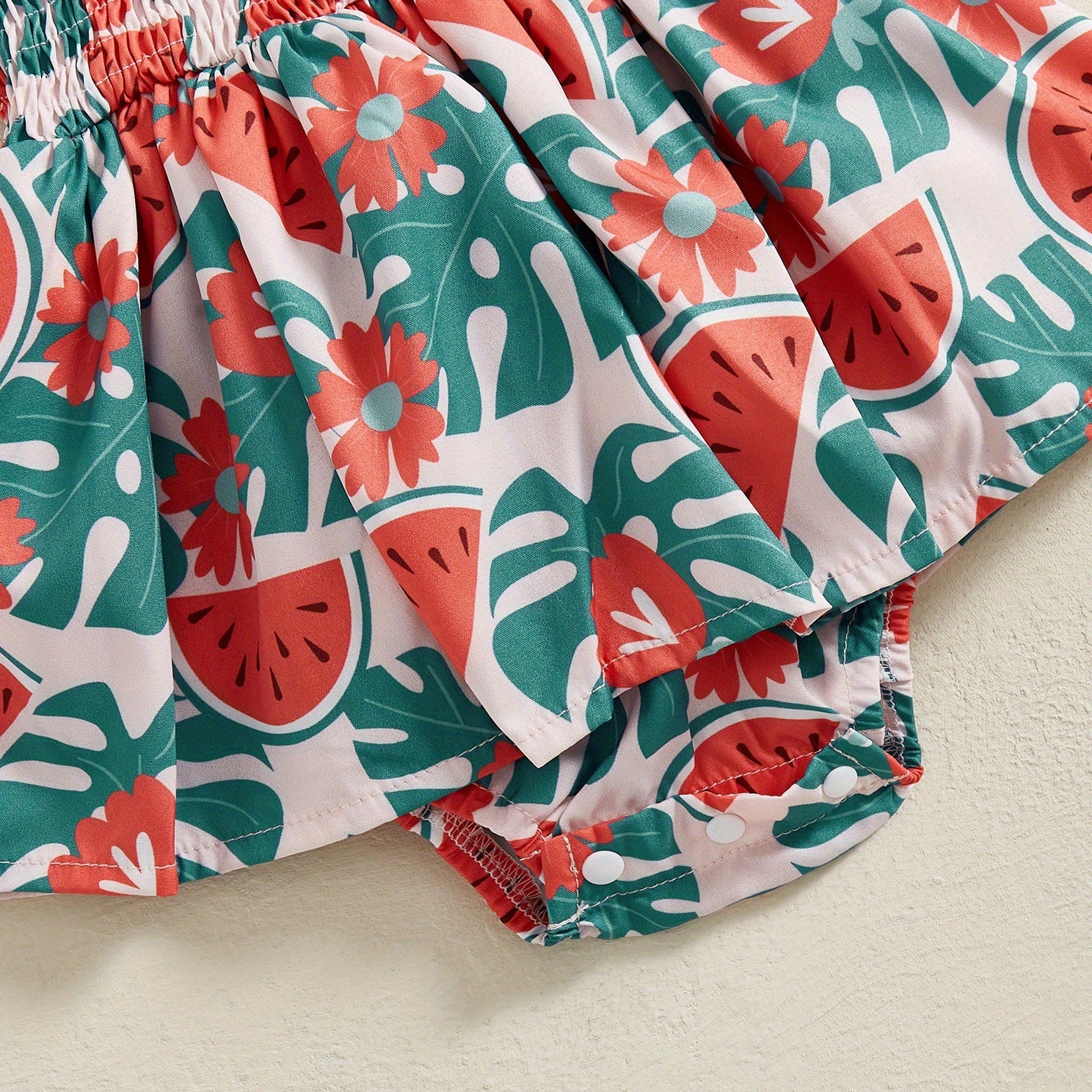 2PCS Lovely Watermelon Print Sleeveless Baby Romper