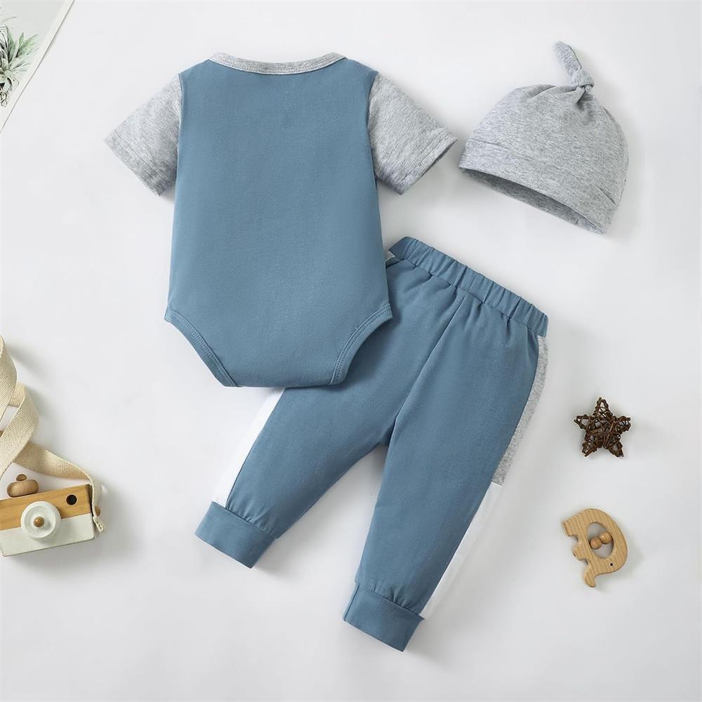 3PCS Mama's Boy Letter Print Short Sleeve Baby Set
