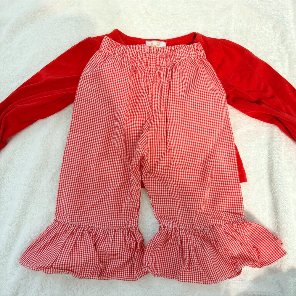 Adorable Christmas Santa Claus Applique Long Sleeve Baby Set