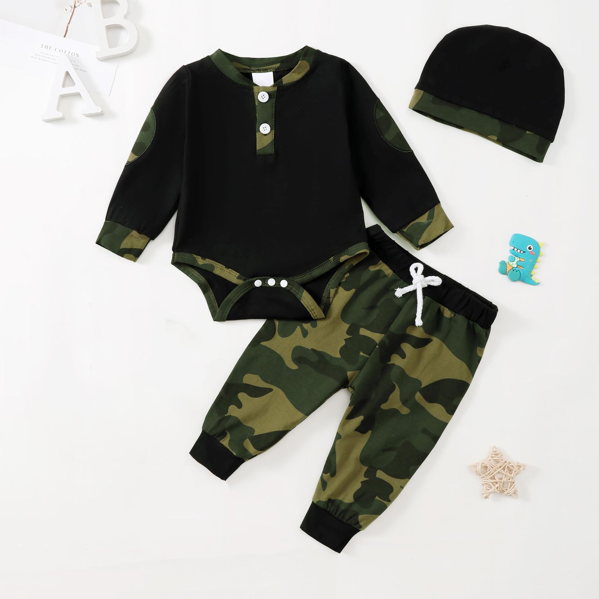 3PCS Fashionable Camouflage Printed Long Sleeve Baby Set