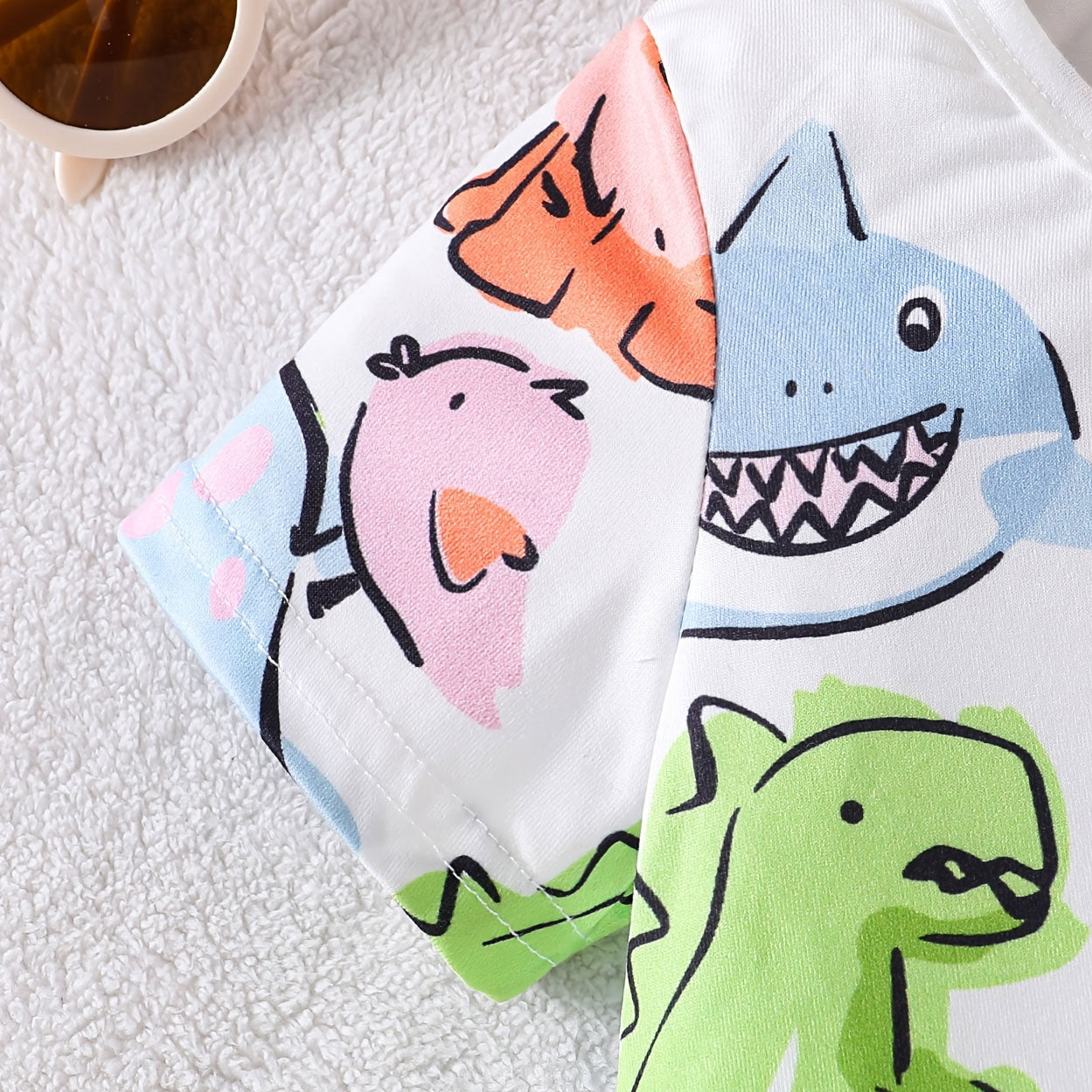 Casual Allover Animal Printed Short Sleeve Baby Jumpsuit