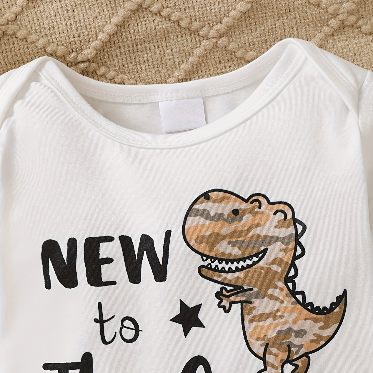 3PCS New To The Crew Dinosaur Printed Long Sleeve Baby Set