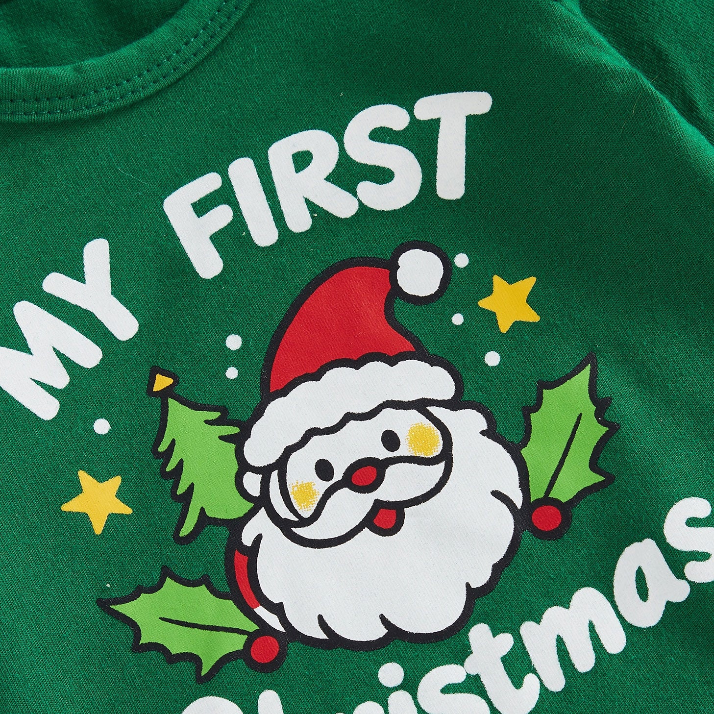 3PCS Sweet My First Christmas Letter Santa Claus Printed Baby Set