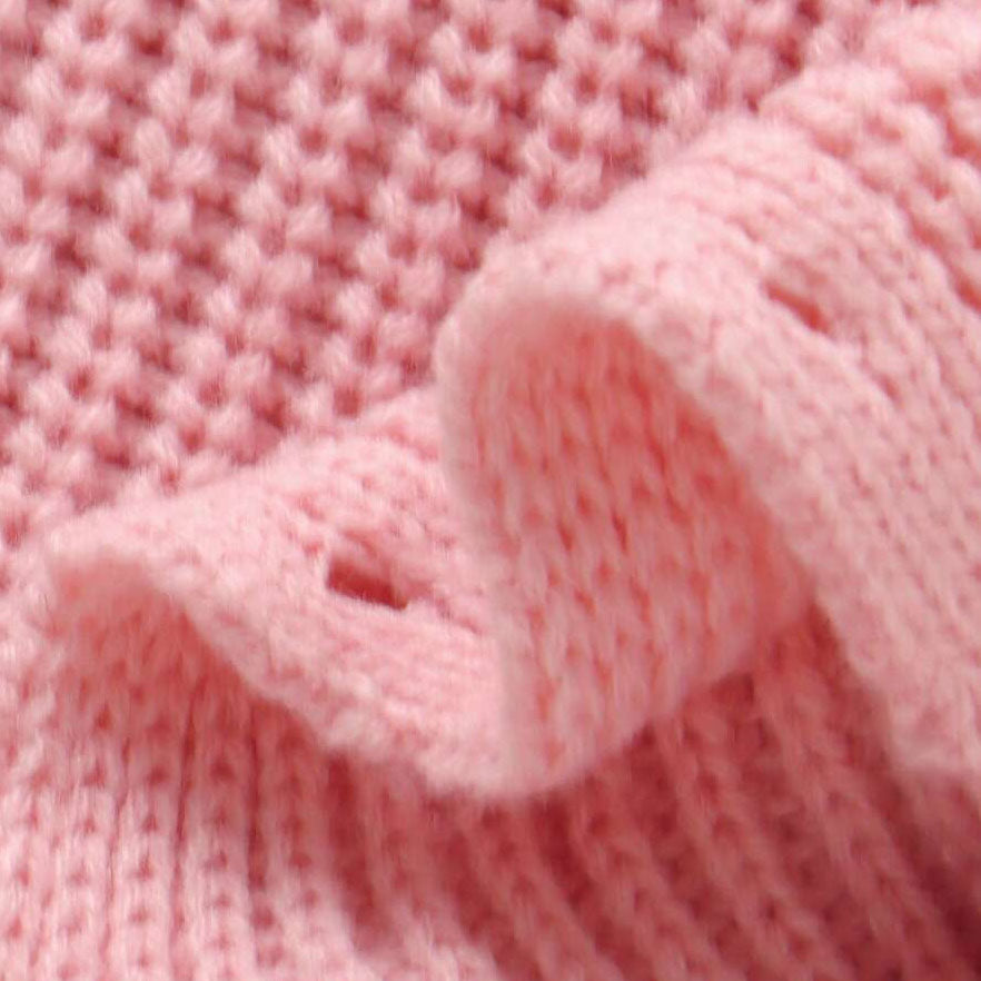 Adorable Solid Color Bowknot Appliqué Knit Long Sleeve Baby Jumpsuit