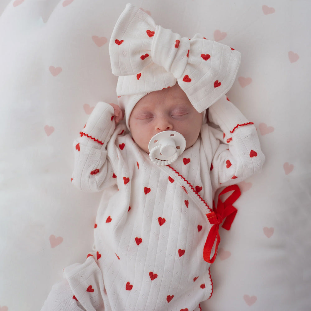 2PCS Lovely Heart Print Knit Long Sleeve Baby Jumpsuit