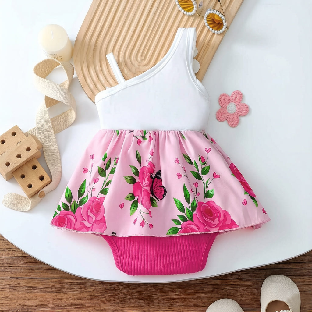 Grace 3D Floral & Butterfly Printed Sleeveless Baby Romper