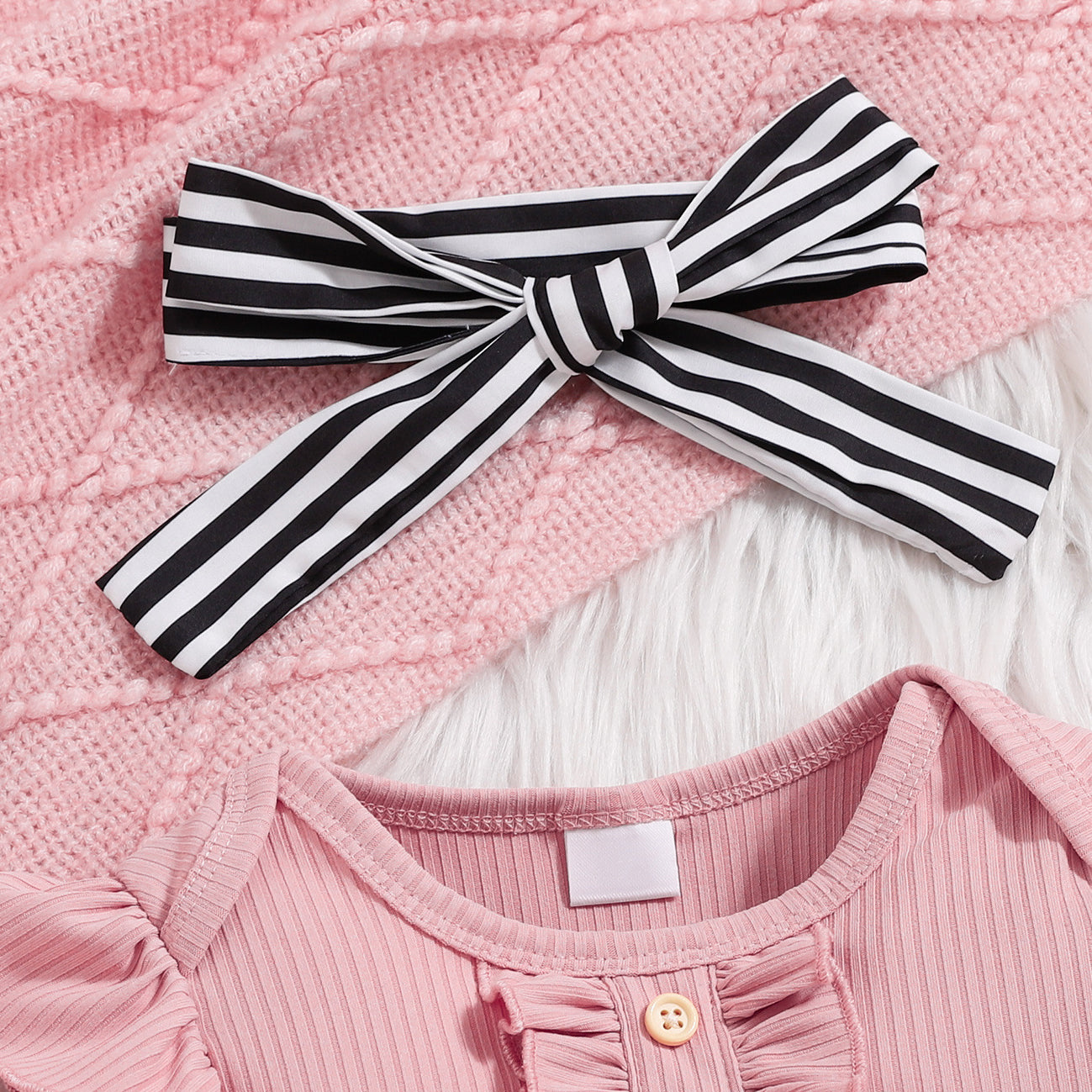 3PCS Fashion Stripe Printed Long Sleeve Baby Set