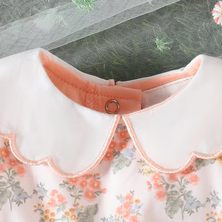 2PCS Floral Print Short Sleeve Baby Girl Romper