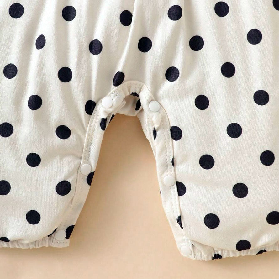 2PCS Quirky Polka Dots Printed Long Sleeve Baby Jumpsuit