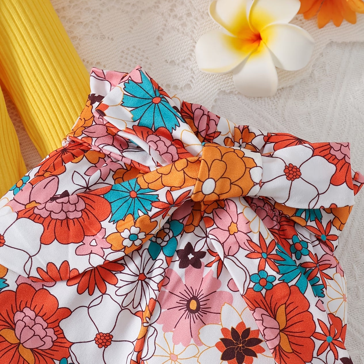 3PCS Lovely Little Sister Letter Floral Print Baby Set