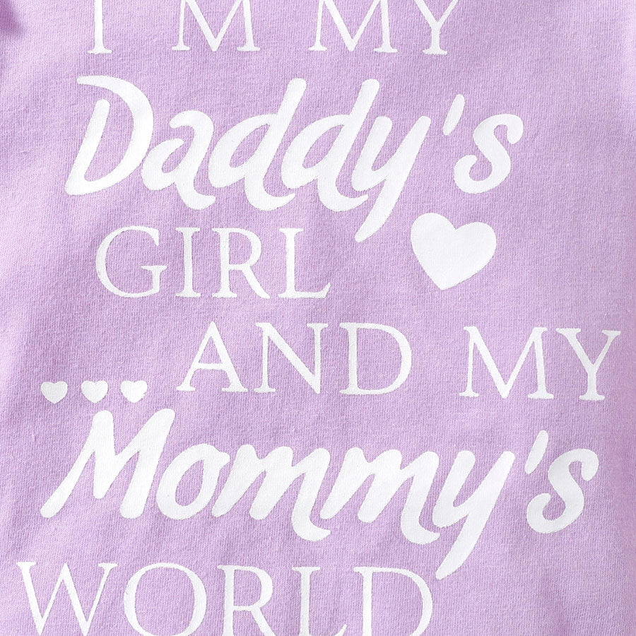 4PCS I'm My Daddy's Girl Letter Floral Printed Short Sleeve Baby Set