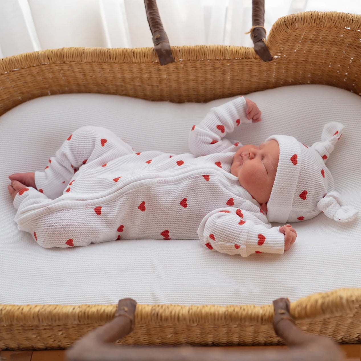 2PCS Stylish Heart Print Zipper Knit Baby Jumpsuit