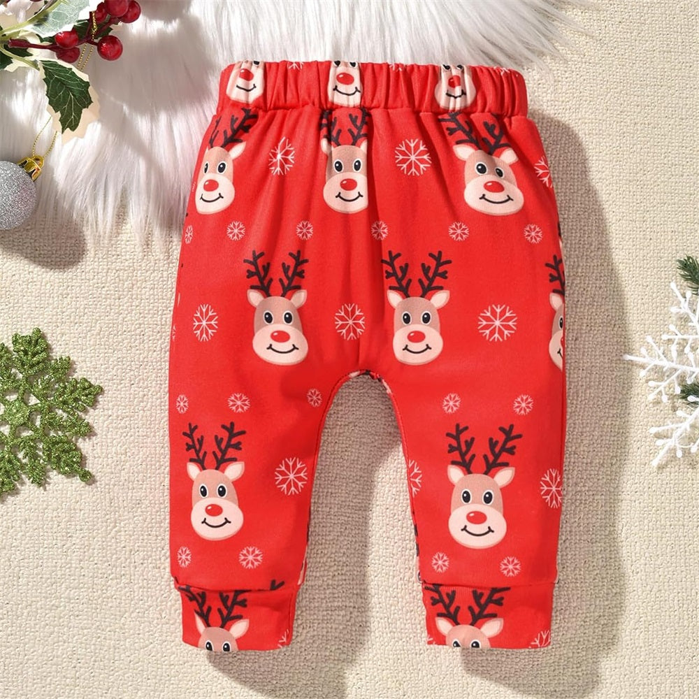 3PCS My 1st Christmas Letter Wapiti Print Baby Boy Set